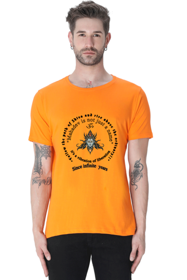 🔱 Jazzio Unisex Half-Sleeve Round Neck T-Shirt – Mahadev Devotional Quote 🕉️ Premium Cotton, Dazzling Design ✨ - Image 3